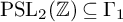 upper P upper S upper L 2 left parenthesis double struck upper Z right parenthesis subset of or equal to normal upper Gamma 1
