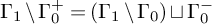 normal upper Gamma 1 minus normal upper Gamma 0 Superscript plus Baseline equals left parenthesis normal upper Gamma 1 minus normal upper Gamma 0 right parenthesis square cup normal upper Gamma 0 Superscript minus