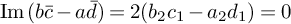 im left parenthesis b c overbar minus a d overbar right parenthesis equals 2 left parenthesis b 2 c 1 minus a 2 d 1 right parenthesis equals 0