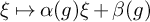 xi right arrow from bar alpha left parenthesis g right parenthesis xi plus beta left parenthesis g right parenthesis