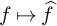 f right arrow from bar ModifyingAbove f With caret