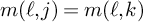 m left parenthesis script l comma j right parenthesis equals m left parenthesis script l comma k right parenthesis