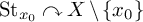 upper S t Subscript x 0 Baseline clockwise top semicircle arrow upper X minus StartSet x 0 EndSet