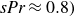 italic sPr almost equals 0.8 right parenthesis