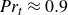 italic probability Subscript t Baseline almost equals 0.9