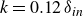 k equals 0.12 delta Subscript italic in