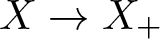 upper X right arrow upper X plus