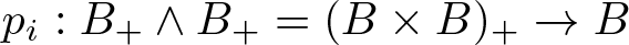 pi colon upper B plus and upper B plus equals left parenthesis upper B times upper B right parenthesis plus right arrow upper B