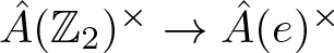upper A caret left parenthesis upper Z 2 right parenthesis times right arrow upper A caret left parenthesis e right parenthesis times