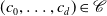 left parenthesis c 0 comma ellipsis comma c Subscript d Baseline right parenthesis element of script upper C