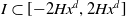 upper I subset of left bracket minus 2 upper H x Superscript d Baseline comma 2 upper H x Superscript d Baseline right bracket