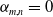 alpha Subscript m comma n Baseline equals 0