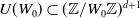 upper U left parenthesis upper W 0 right parenthesis subset of left parenthesis double struck upper Z divided by upper W 0 double struck upper Z right parenthesis Superscript d plus 1