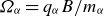 upper Omega Subscript alpha Baseline equals q Subscript alpha Baseline upper B divided by m Subscript alpha