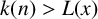 k left parenthesis n right parenthesis greater than upper L left parenthesis x right parenthesis