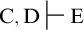 upper C comma upper D right tack upper E