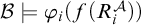 script upper B true phi Subscript i Baseline left parenthesis f left parenthesis upper R Subscript i Superscript script upper A Baseline right parenthesis right parenthesis