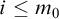 i less than or equals m 0
