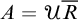 upper A equals script upper U upper R overbar