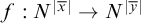 f colon upper N Superscript StartAbsoluteValue x overbar EndAbsoluteValue Baseline right arrow upper N Superscript StartAbsoluteValue y overbar EndAbsoluteValue