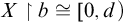 upper X up harpoon with barb right b approximately equals left bracket 0 comma d right parenthesis