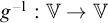 g Superscript negative 1 Baseline colon double struck upper V right arrow double struck upper V