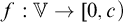 f colon double struck upper V right arrow left bracket 0 comma c right parenthesis