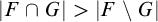 StartAbsoluteValue upper F intersection upper G EndAbsoluteValue greater than StartAbsoluteValue upper F minus upper G EndAbsoluteValue