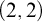 left parenthesis 2 comma 2 right parenthesis