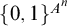 left brace 0 comma 1 right brace Superscript upper A Super Superscript n