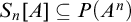 upper S Subscript n Baseline left bracket upper A right bracket subset of or equal to upper P left parenthesis upper A Superscript n Baseline right parenthesis