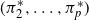 left parenthesis pi 2 Superscript asterisk Baseline comma ellipsis comma pi Subscript p Superscript asterisk Baseline right parenthesis