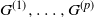 upper G Superscript left parenthesis 1 right parenthesis Baseline comma ellipsis comma upper G Superscript left parenthesis p right parenthesis