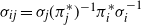 sigma Subscript i j Baseline equals sigma Subscript j Baseline left parenthesis pi Subscript j Superscript asterisk Baseline right parenthesis Superscript negative 1 Baseline pi Subscript i Superscript asterisk Baseline sigma Subscript i Superscript negative 1