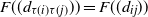 upper F left parenthesis left parenthesis d Subscript tau left parenthesis i right parenthesis tau left parenthesis j right parenthesis Baseline right parenthesis right parenthesis equals upper F left parenthesis left parenthesis d Subscript i j Baseline right parenthesis right parenthesis