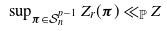 sup Underscript bold italic pi element of script upper S Subscript n Superscript p minus 1 Baseline Endscripts upper Z Subscript r Baseline left parenthesis bold italic pi right parenthesis much less than Subscript double struck upper P Baseline upper Z