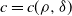 c equals c left parenthesis rho comma delta right parenthesis