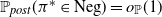 double struck upper P Subscript normal p o normal s normal t Baseline left parenthesis pi Superscript asterisk Baseline element of Neg right parenthesis equals o Subscript double struck upper P Baseline left parenthesis 1 right parenthesis