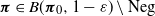 bold italic pi element of upper B left parenthesis bold italic pi 0 comma 1 minus epsilon right parenthesis set minus Neg