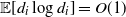 double struck upper E left bracket d Subscript i Baseline log d Subscript i Baseline right bracket equals upper O left parenthesis 1 right parenthesis
