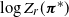 log upper Z Subscript r Baseline left parenthesis bold italic pi Superscript asterisk Baseline right parenthesis