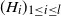 left parenthesis upper H Subscript i Baseline right parenthesis Subscript 1 less than or equals i less than or equals l
