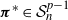 bold italic pi Superscript asterisk Baseline element of script upper S Subscript n Superscript p minus 1