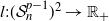 l colon left parenthesis script upper S Subscript n Superscript p minus 1 Baseline right parenthesis squared right arrow double struck upper R Subscript plus Baseline