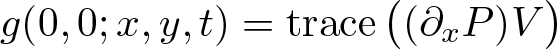 g left parenthesis 0 comma 0 semicolon x comma y comma t right parenthesis equals trace left parenthesis left parenthesis partial differential xP right parenthesis upper V right parenthesis