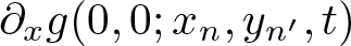 partial differential xg left parenthesis 0 comma 0 semicolon xn comma yn prime comma t right parenthesis