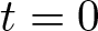 t equals 0