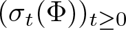 left parenthesis sigma t left parenthesis upper Phi right parenthesis right parenthesis t greater than or equals 0