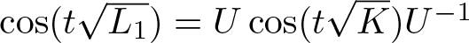 cosine left parenthesis tL 1 right parenthesis equals Ucos left parenthesis tK right parenthesis upper U minus 1