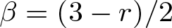 beta equals left parenthesis 3 minus r right parenthesis slash 2